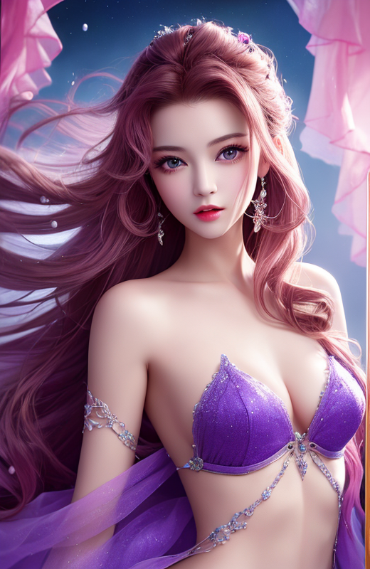 国风2.5D人像美女素材包分享紫色装饰
