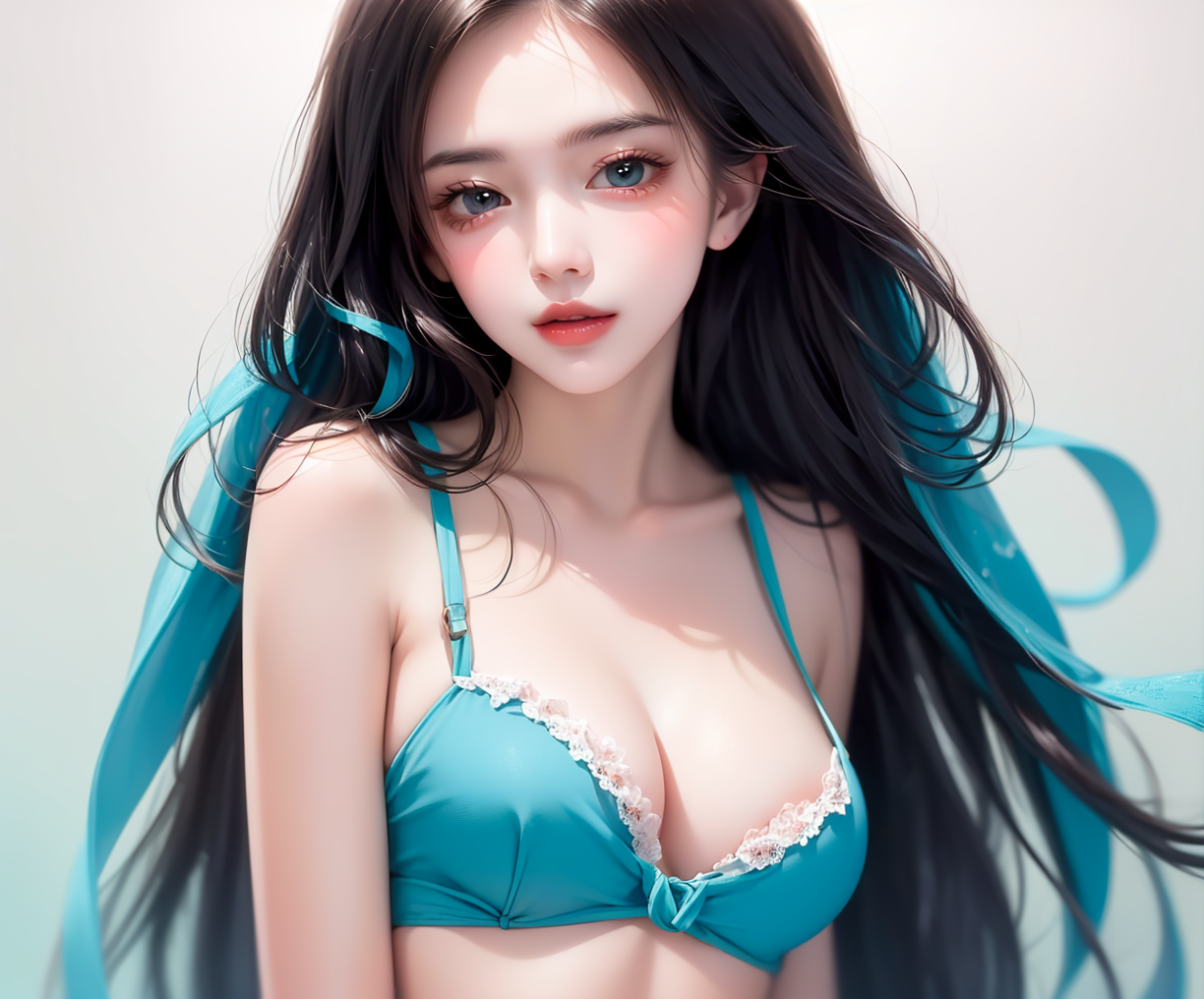 AI绘画美女，少量tag 生成虚幻背景，秀发飘逸的少女【26P】