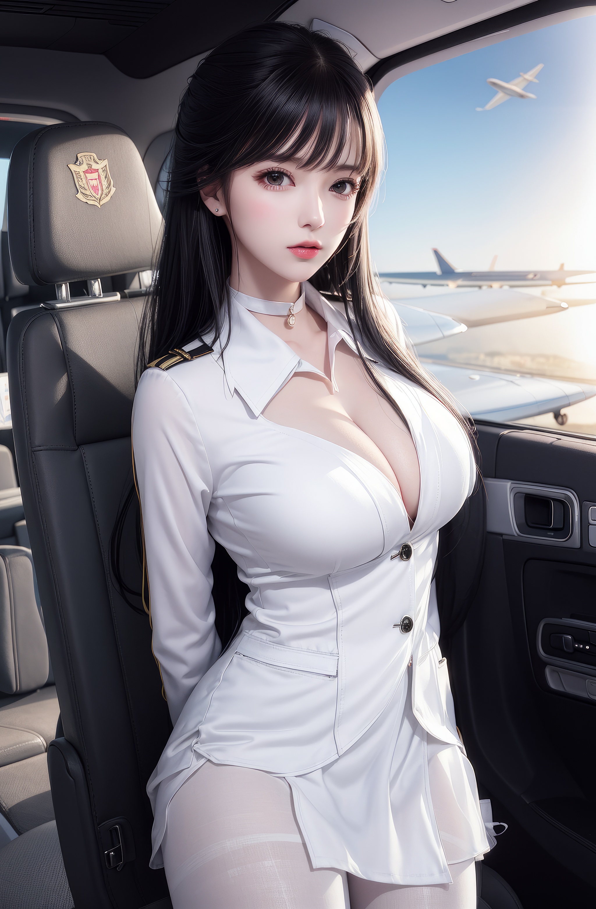【AI作品分享】空姐-各位乘客请系好安全带34p